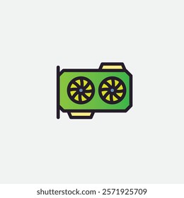 Graphics card GPU icon flat vector design