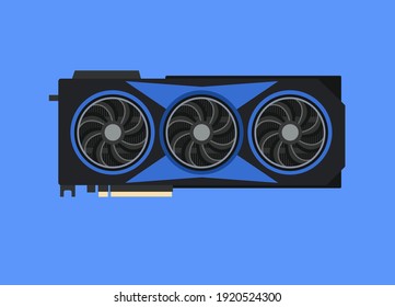 Graphics Card, graphic processor, color vector illustration isolated on background.