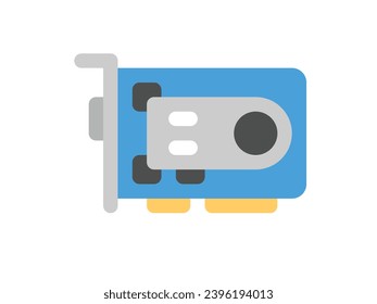 Graphics Card icon of computer component. Parts of a PC, such as RAM memory, hdd ssd cpu processor. Vector Illustration 