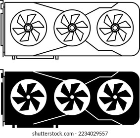 Graphics card icon with two color black and white.Vector illustration