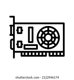Icono de línea de tarjeta gráfica Diseño negro