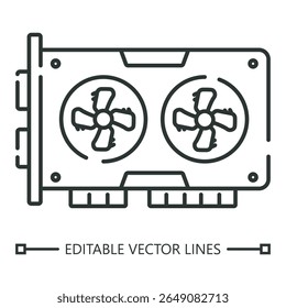 Graphics card linear icon. Graphics card icon suitable for tech blogs and articles, computer hardware websites, and technology related designs. Perfect for visual representation.