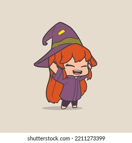 Graphics Cartoon Witching feels happy