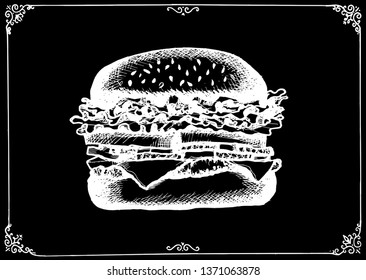 graphics. chalk design. fresh burger for design