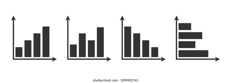 Graphics charts black icons set. Statistics infographic information elements. Big data concept. Business analysis graphs symbols collection. Vector illustration isolated on white