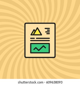 Graphics and Charts Document Icon, Simple Line Cartoon Vector Illustration