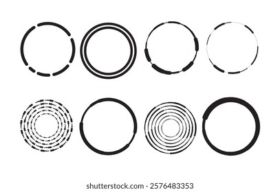 Graphics circles of various designs line elements