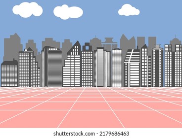 graphics design drawing building tower with cloud and sky landscape vector illustration