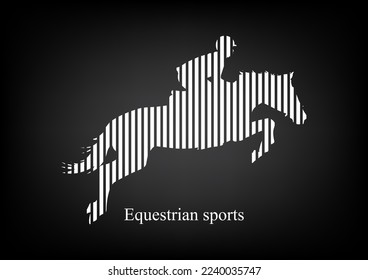 Graphics design line white horse racing for race  vector illustration