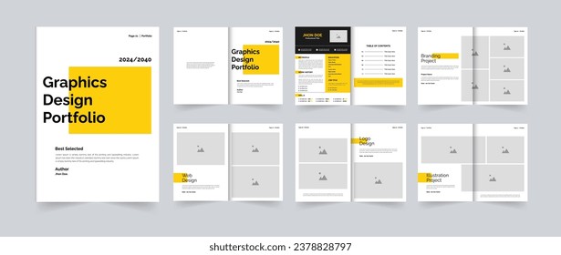 Graphics design portfolio or portfolio design or portfolio layout template design A4 size