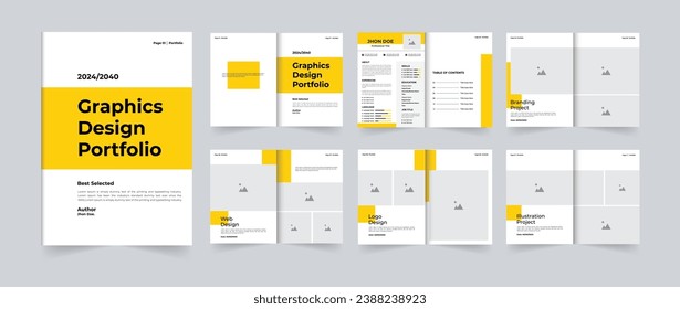 Plantilla de la cartera de diseño gráfico A4 tamaño 12 páginas diseño