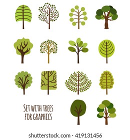 Gráficos de diferentes especies de árboles. Establecer para diseño