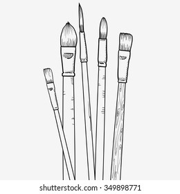 Graphics Doodle outline set of brushes for painting isolated on white background