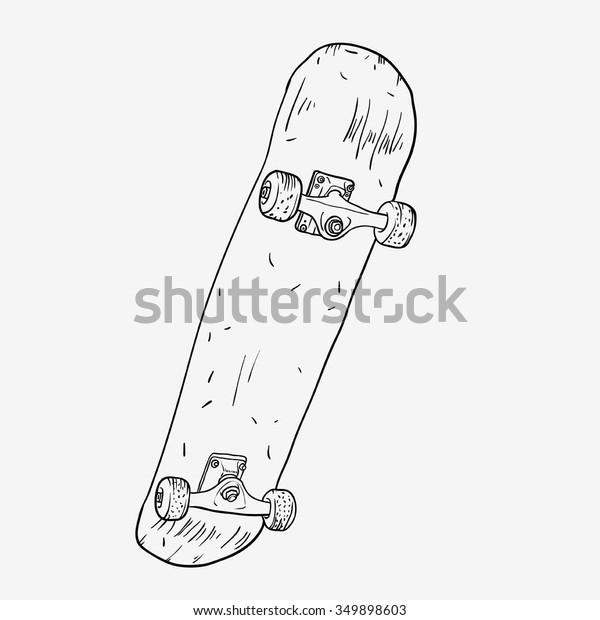 Graphics Doodle Outline Skateboard Isolated On Stock Vector (Royalty