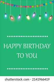 graphics drawing bulb bright with text birthday for card or paper for decorative happy birthday vector illustration green background