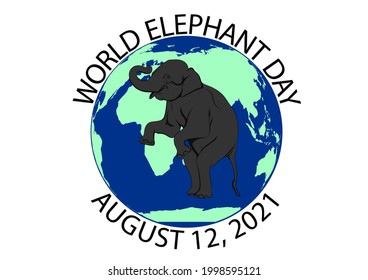 graphics drawing elephant Asian concept world elephant day, isolated white background vector Illustration