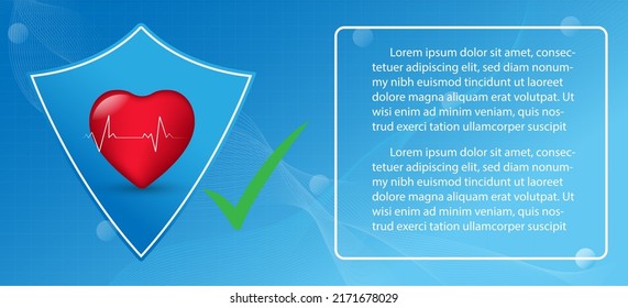 gráfico dibujar corazón con protector proteger ilustración vectorial de cuidado saludable