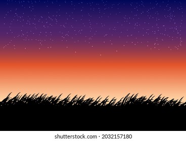 vista de paisajes de dibujo gráfico con césped en la naturaleza del suelo silueta al aire libre después de la puesta de sol para ilustración vectorial de fondo de fondo de fondo de fondo de fondo de fondo 

