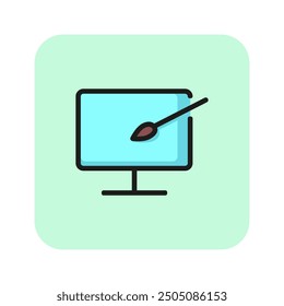 Graphics editor line icon. Creativity, computer, painting. Web design concept. Vector illustration can be used for topics like digital art, technology, software