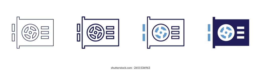 Graphics fan icon in 4 different styles. Thin Line, Line, Bold Line, Duotone. Duotone style. Editable stroke.