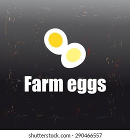 Graphics farm eggs on the black background