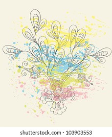 Graphics flowers with stains