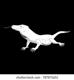 Graphics funny lizard on a black background