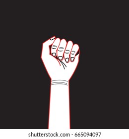 Graphics hand with a contour I can do everything against a dark background