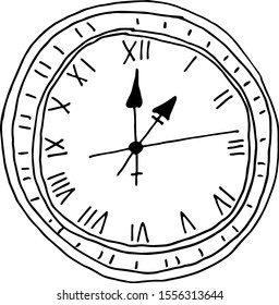 reloj de empresa de tiempo de dibujo manual gráfico