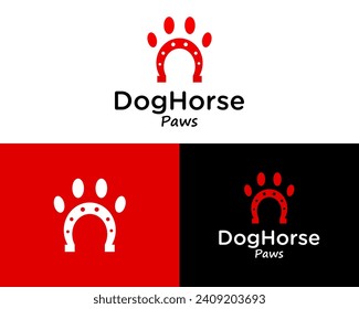 Graphics of horseshoes and dog hooves logo design.

