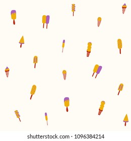 Graphics Icecream collection pattern. Flat hand drawn vector illustration.