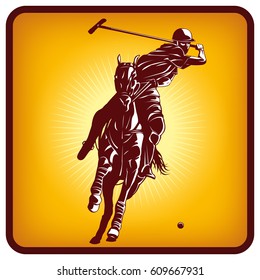 Graphics icon of a polo player and horse