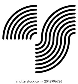 Graphics, icon, symbol made of parallel curved lines. Camber, flexure lines element