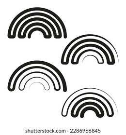 Graphics, icon, symbol made of parallel curved lines. Camber, flexure lines element. Vector illustration.