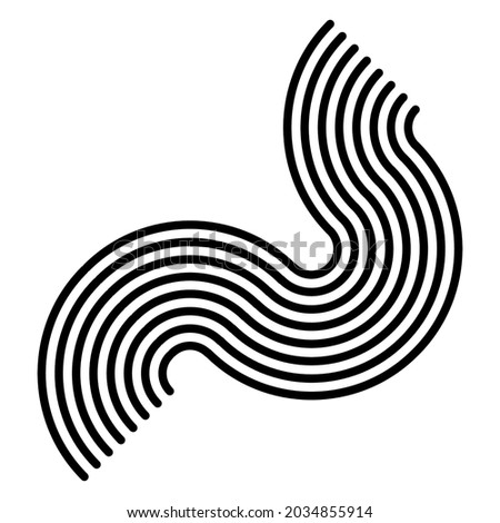 Graphics, icon, symbol made of parallel curved lines. Camber, flexure lines element