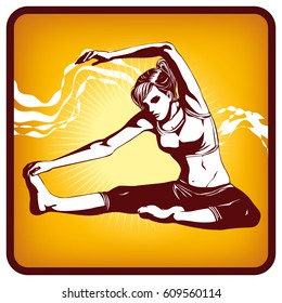 Graphics icon of woman doing gymnastics stretching