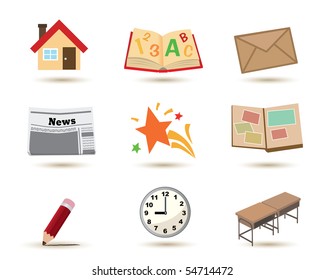 graphics icons of school elements themed