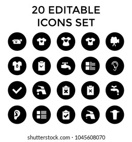 Graphics icons. set of 20 editable filled graphics icons such as tap, menu, clipboard with tick, clipboard with cross. best quality graphics elements in trendy style.