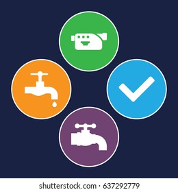 Graphics icons set. set of 4 graphics filled icons such as tap, camera