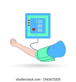 graphics image arm and heart concept Pressure measurement medical and health care vector illustrations 