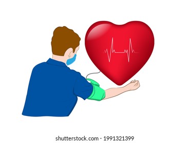 graphics image doctor check measuring blood pressure concept healthcare vector illustration   