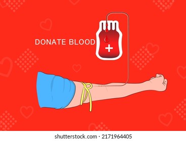 imagen gráfica mano y concepto de bolsa de sangre donar ilustración de vectores de sangre
