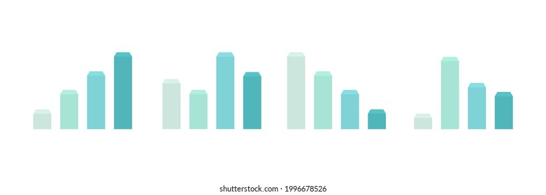 Graphics isometric icons set. Big data concept. Business blue analysis symbol. Isometric infographic elements collection. Statistics information. Vector illustration isolated on white
