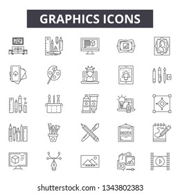 Graphics line icons for web and mobile design. Editable stroke signs. Graphics  outline concept illustrations