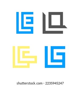 Grafische Monogramm von LE, L Q, LG und LS. Umriss und einzigartig.