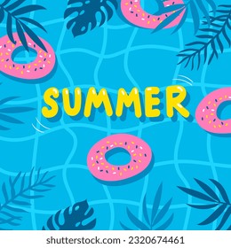 Graphics print design with palm leaves. Enjoy summer. Vector illustrations