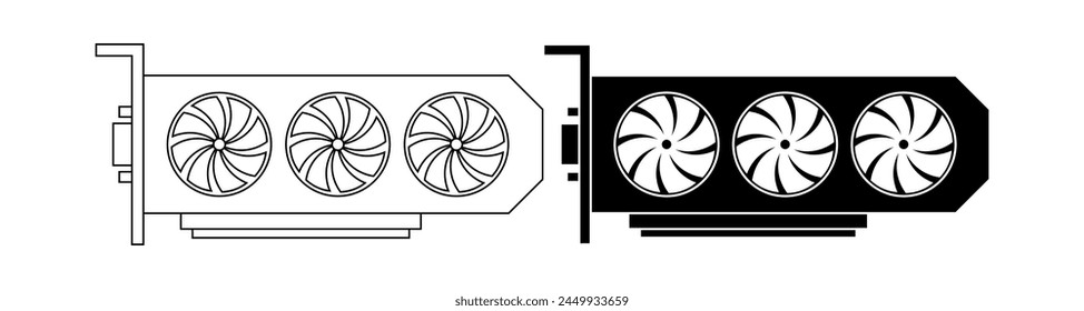 Graphics processing unit gpu icon set isolated on white background