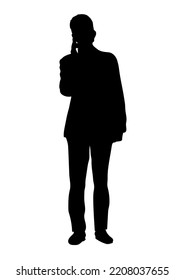 graphics silhouette Business man hold smartphone for connection by technology vector illustration