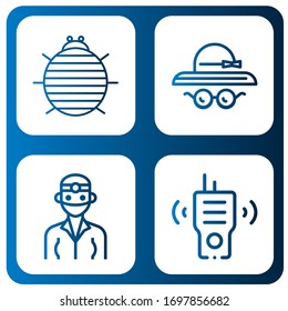 gráficos simples conjunto de iconos. Contiene iconos como Woodlouse, Pamela hat, Dentist, Walkie talkie, puede ser usado para web, móvil y logotipo