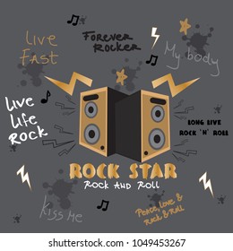 Graphics slogan set isolated on gray background.Trendy hand drawn typography for web site,label,poster,placard and t shirt print template.Creative art concept,vector illustration eps 10